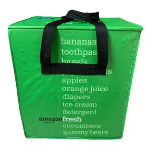 Amazon Fresh Reusable Foldable Insulated Cooler Bag, Discontinued, Grocery Bag